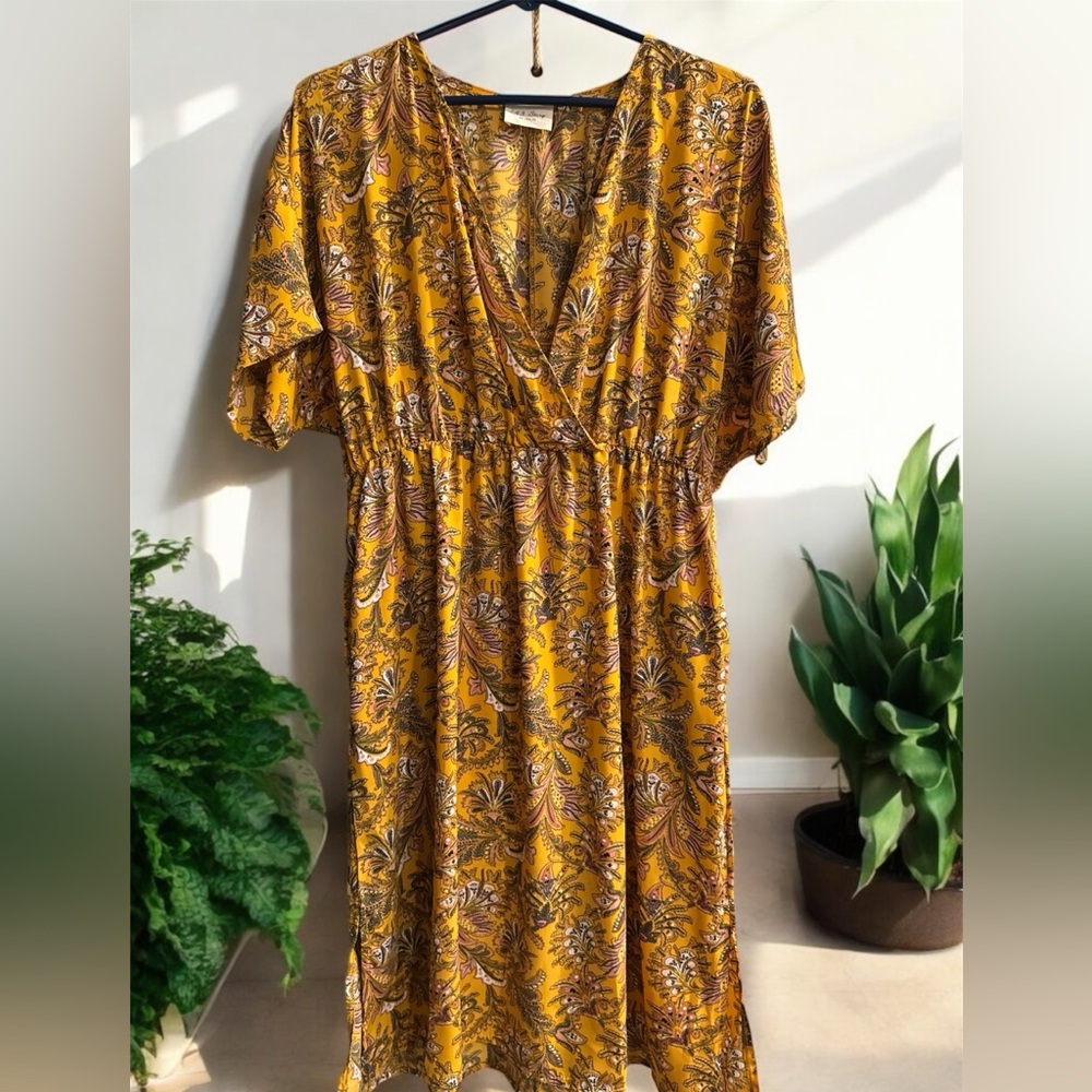 Yellow floral Dress size L‎
